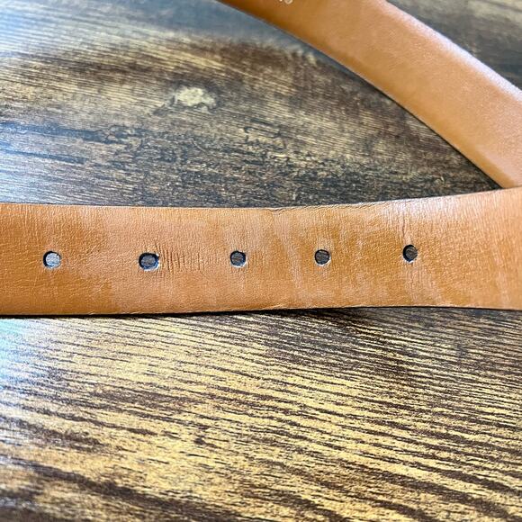 A. Testoni Soft Leather Belt 40 Mens Stripe Classic Gold Buckle Designer Italy - Picture 6 of 7